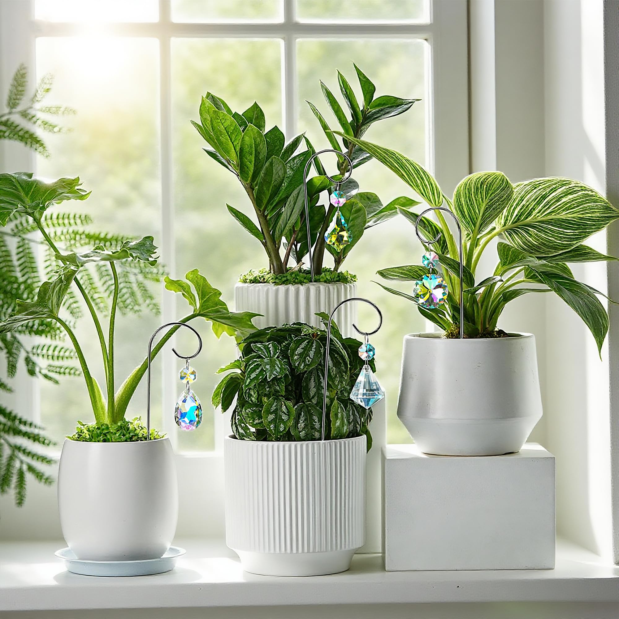 HDCRYSTALGIFTS silver tone stakes elevate plant displays gracefully