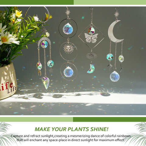 HDCRYSTALGIFTS crystal suncatcher catching sunlight to create rainbow beams.