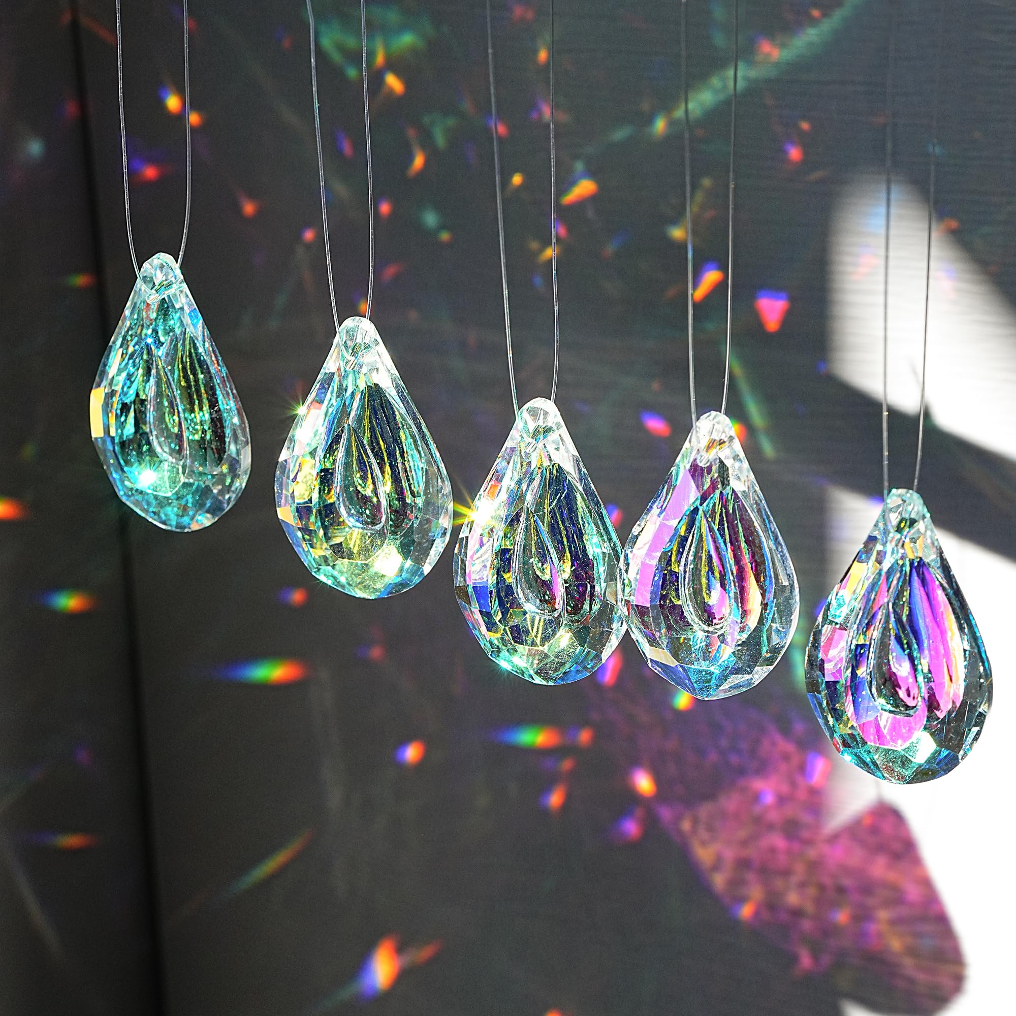 HDCRYSTALGIFTS 50mm loquat-shaped crystal drops add window sparkle and color