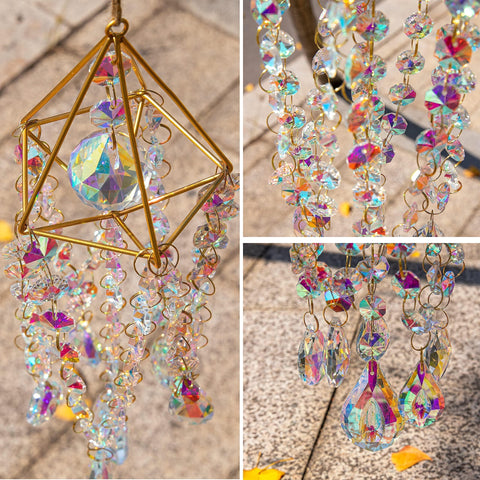HDCRYSTALGIFTS suncatcher prisms 38mm and 63mm evoke rainbow effects