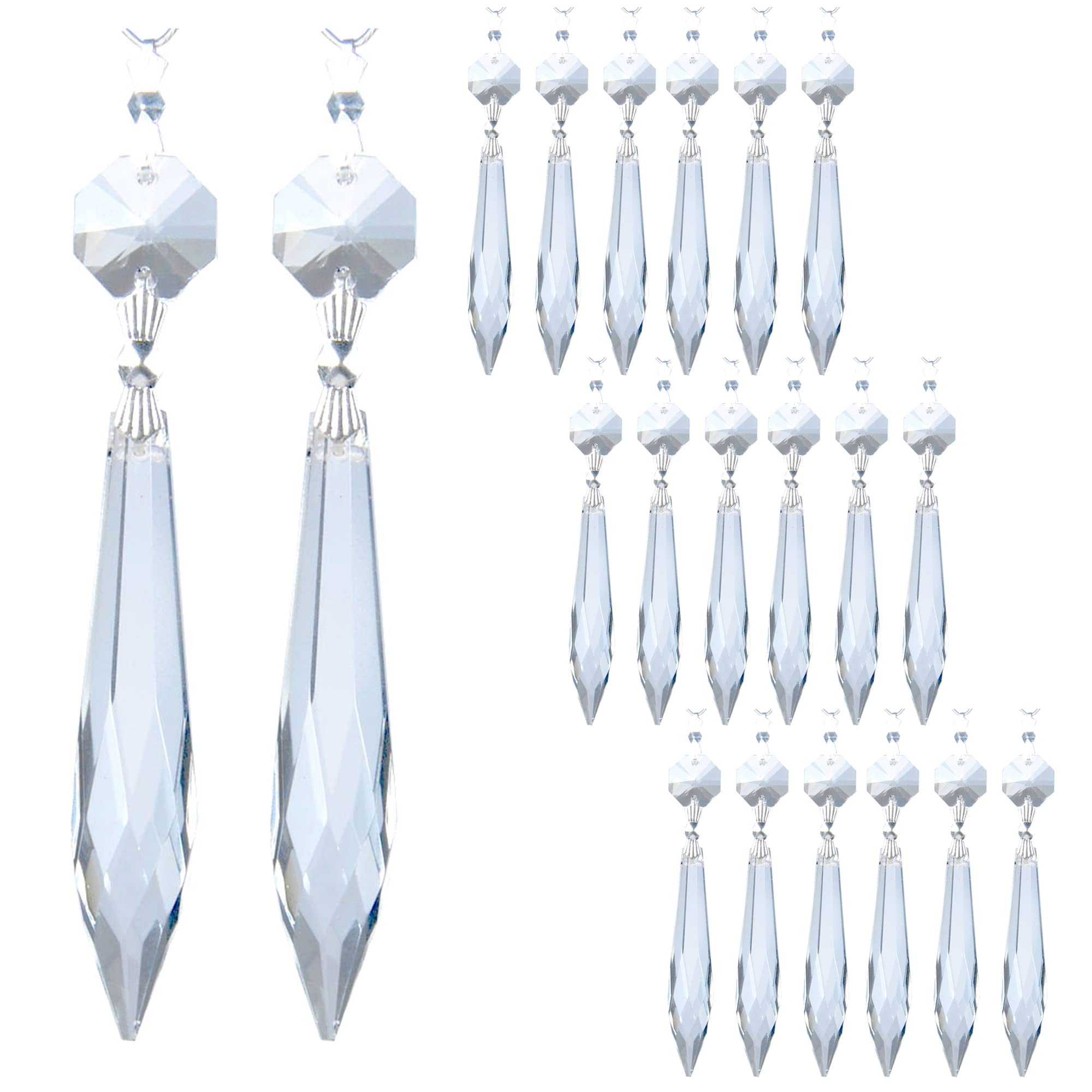 HDCRYSTALGIFTS icicle prisms 63mm clear for chandelier sparkle and rainbow reflections