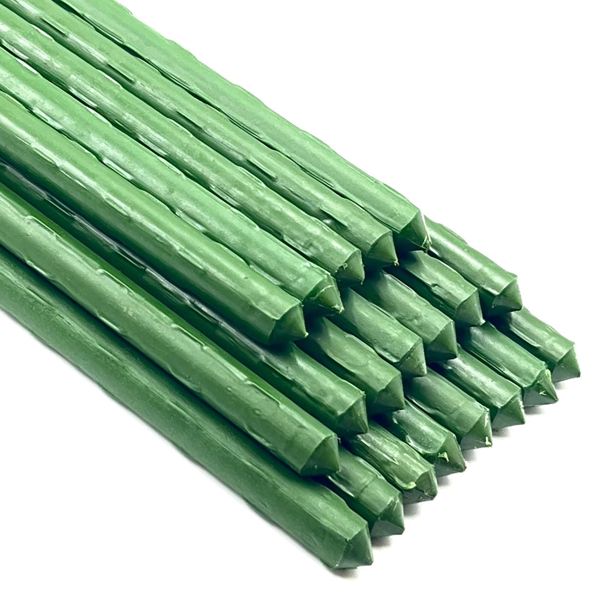 Hdeoops garden plant stakes, 57-inch tall, provide sturdy support for tomatoes and vines.