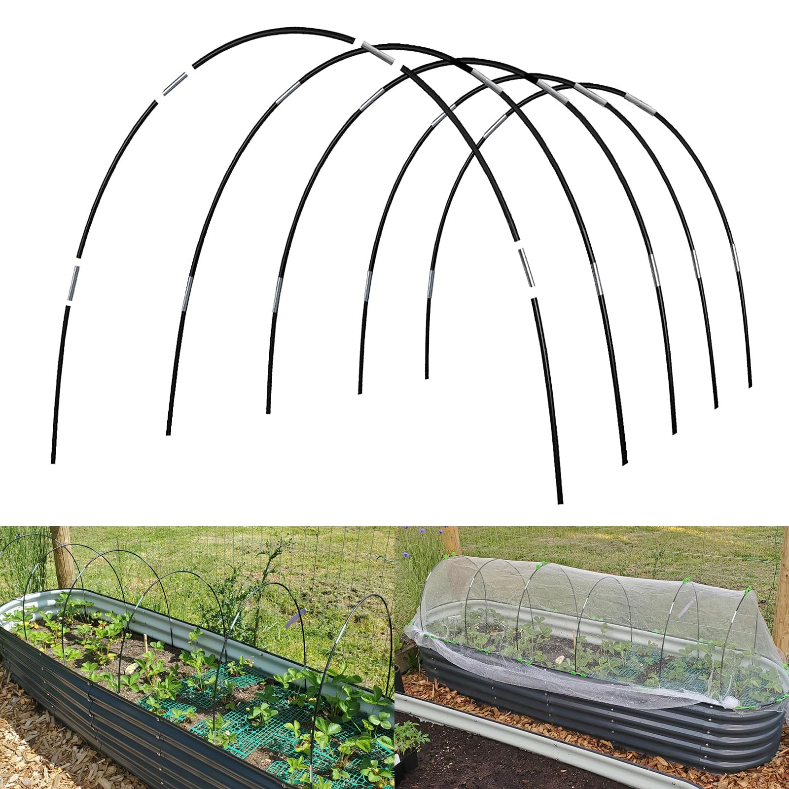 Hdeoops greenhouse hoops 16-inch fiberglass for quick DIY tunnel