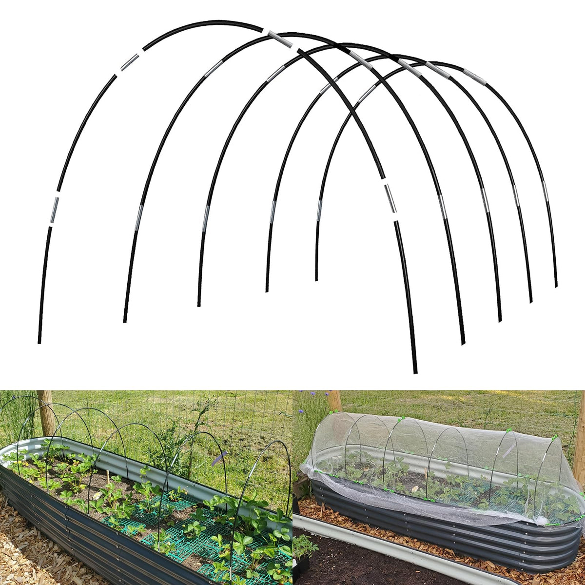 Hdeoops greenhouse hoops 16-inch fiberglass for quick DIY tunnel