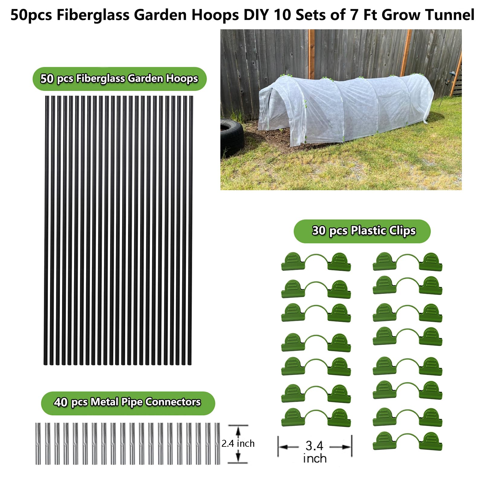 Hdeoops rust-proof fiberglass frame provides durable, long-lasting garden support.