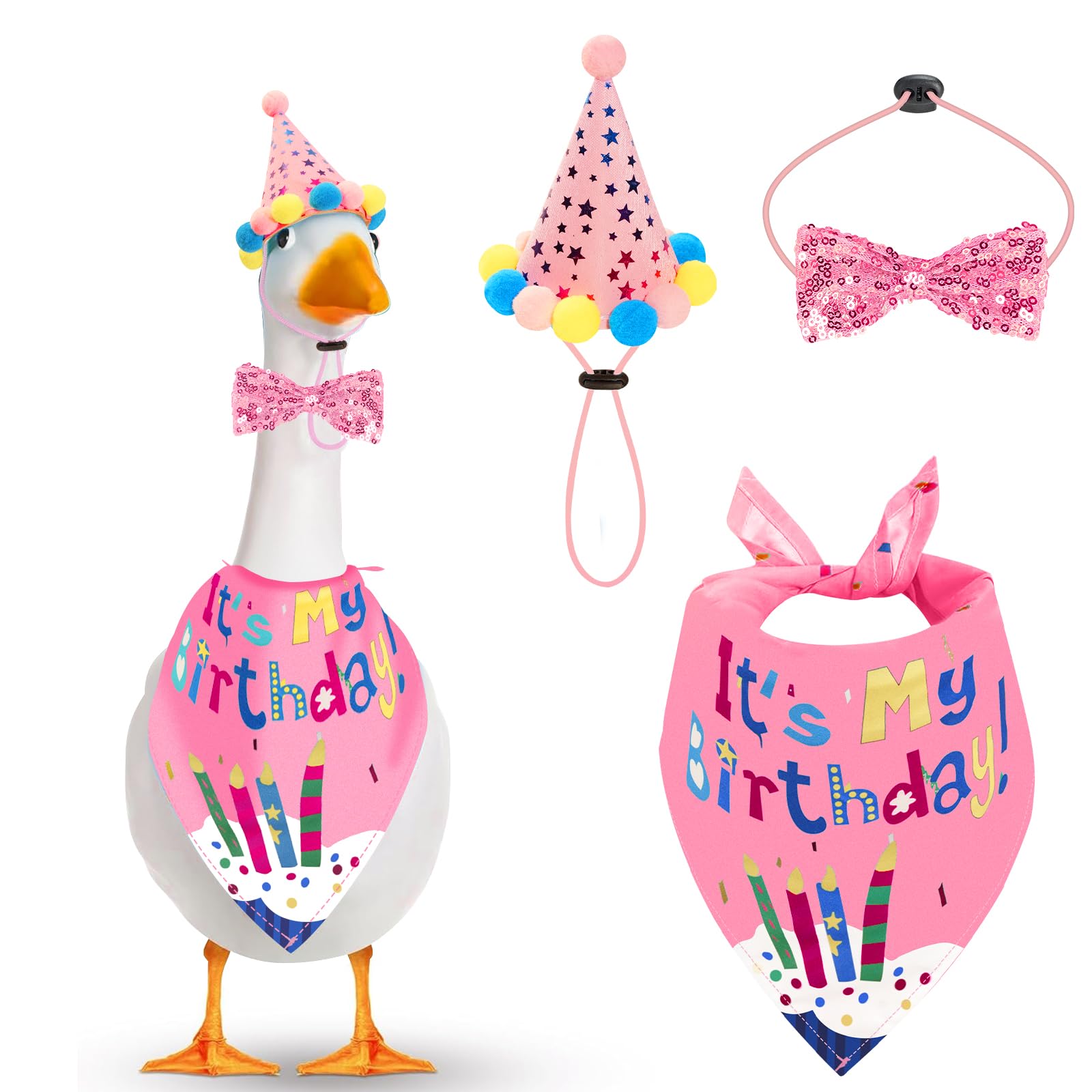 HDGDT birthday bandana on porch goose adds festive yard decor