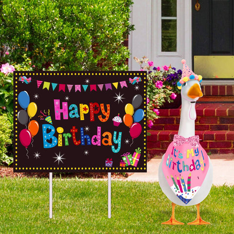 HDGDT goose outfit on porch decor enhances outdoor celebrations