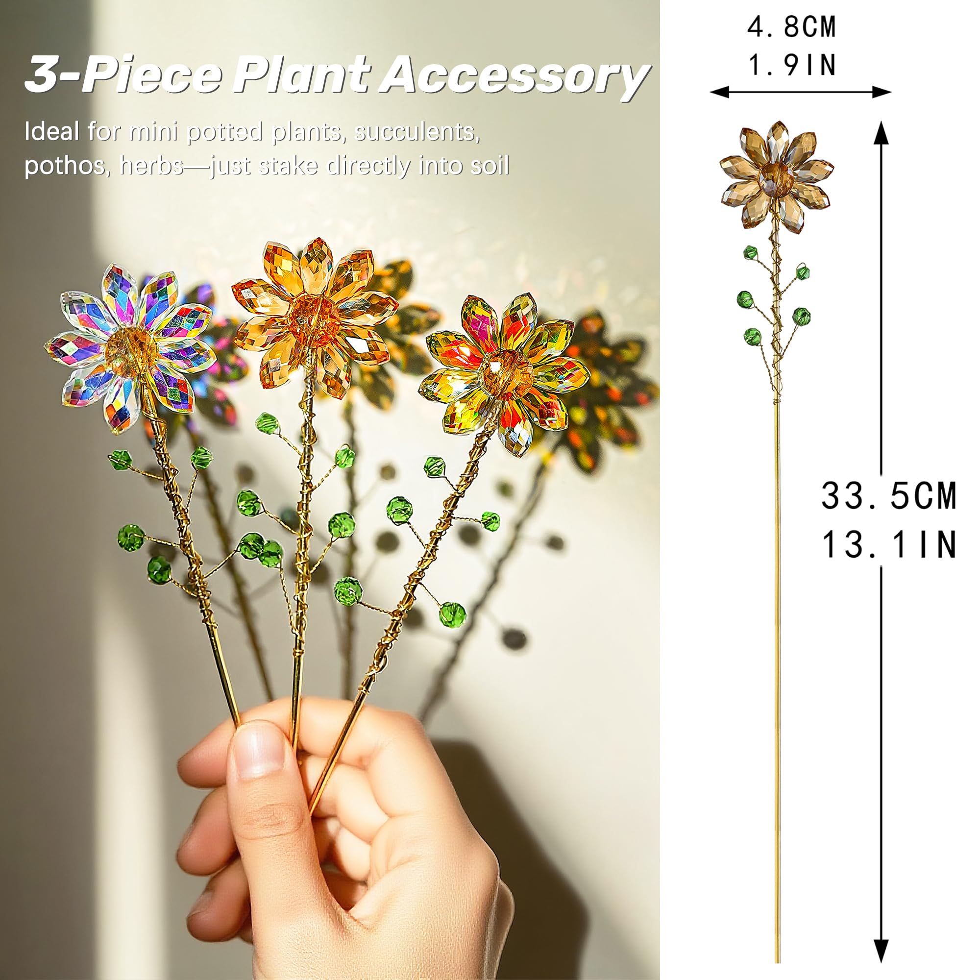 H&D HYALINE & DORA crystal sunflowers decorate compact planters with chic shine