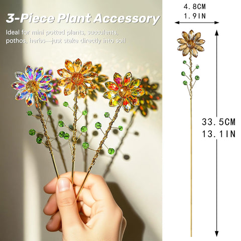 H&D HYALINE & DORA crystal sunflowers decorate compact planters with chic shine