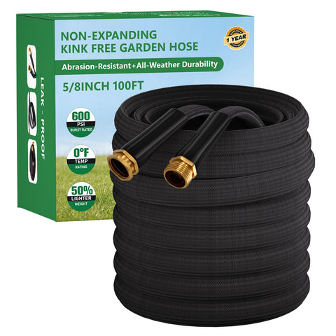 HDKing 100ft non-expanding garden hose for steady watering and easy handling