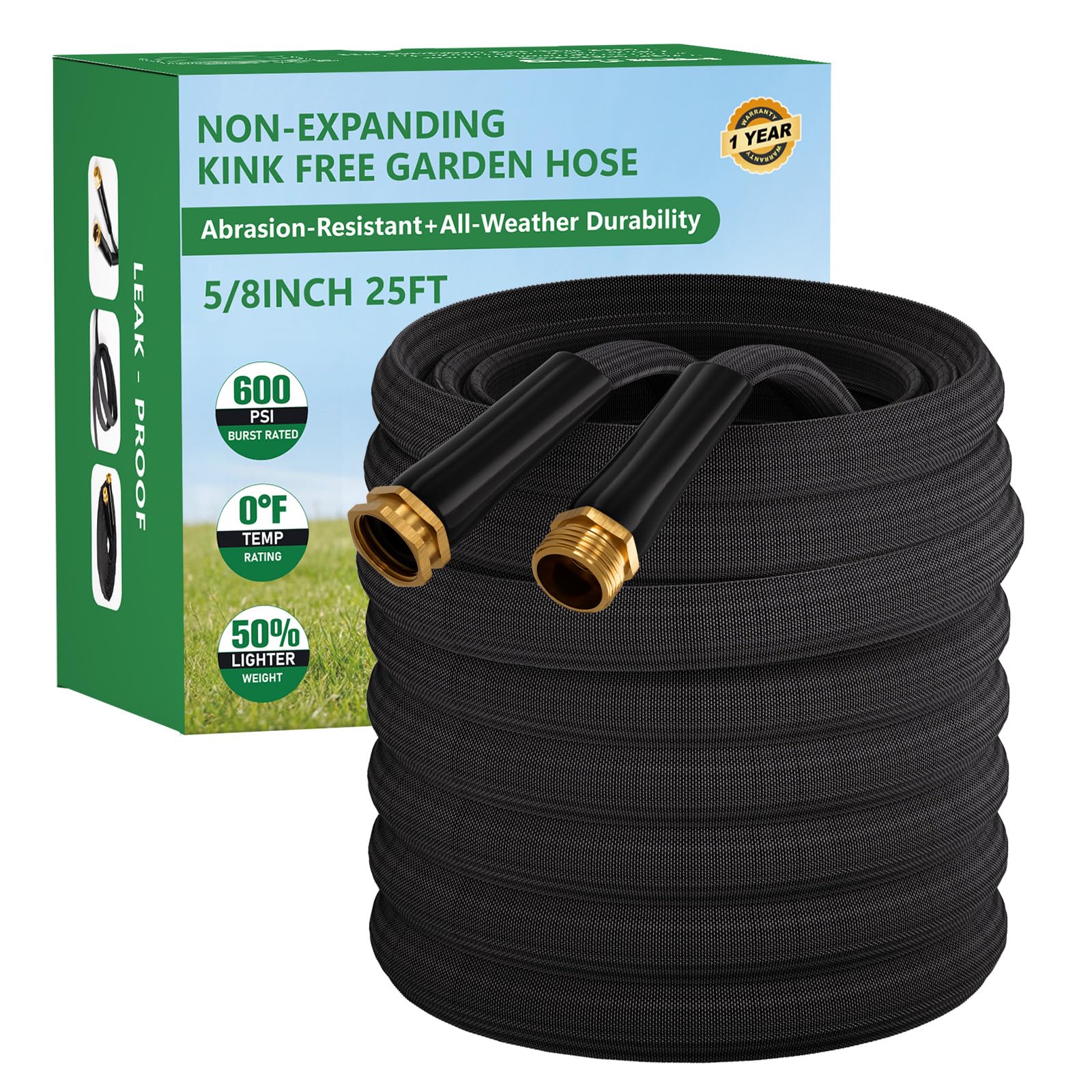 HDKing garden hose 25ft ultralight, easy to carry for gardening.