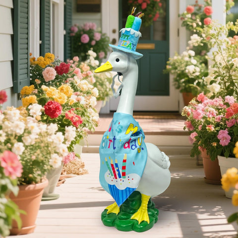 HDOOMN weather-resistant goose sculpture, long-lasting garden decor.