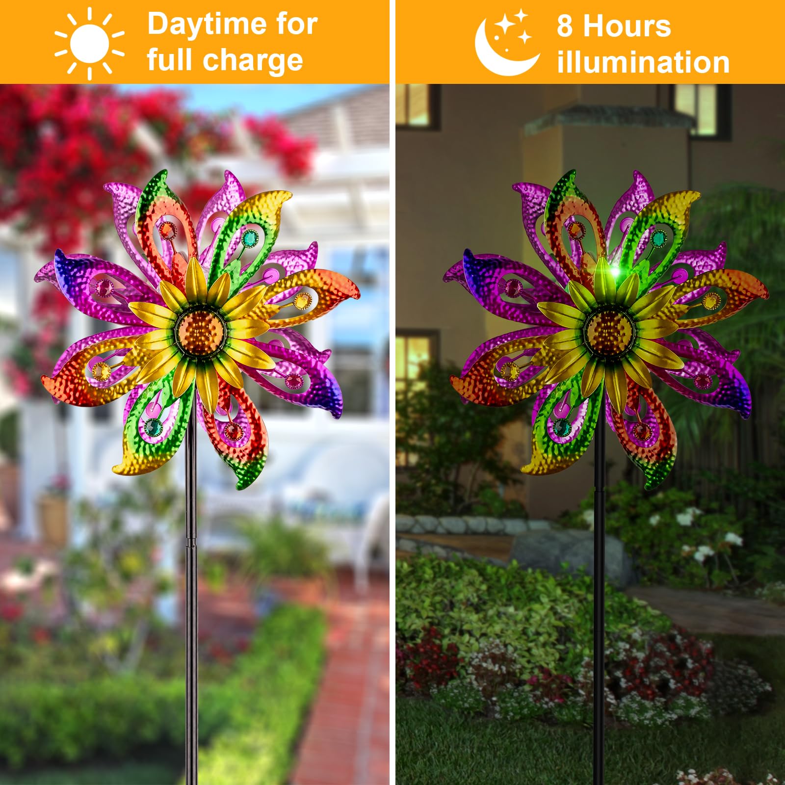 HDUAN IDT night glow from the LED globe enhances garden ambience after dusk.