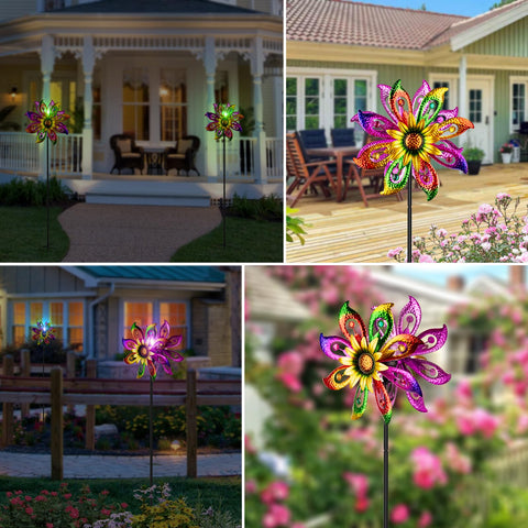 HDUAN IDT outdoor garden display showcases a striking sunflowers-inspired wind spinner.