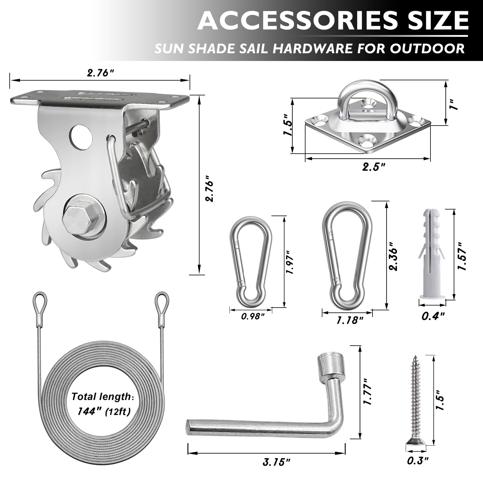 HDYAR M5 spring snap hooks for secure tensioner connections