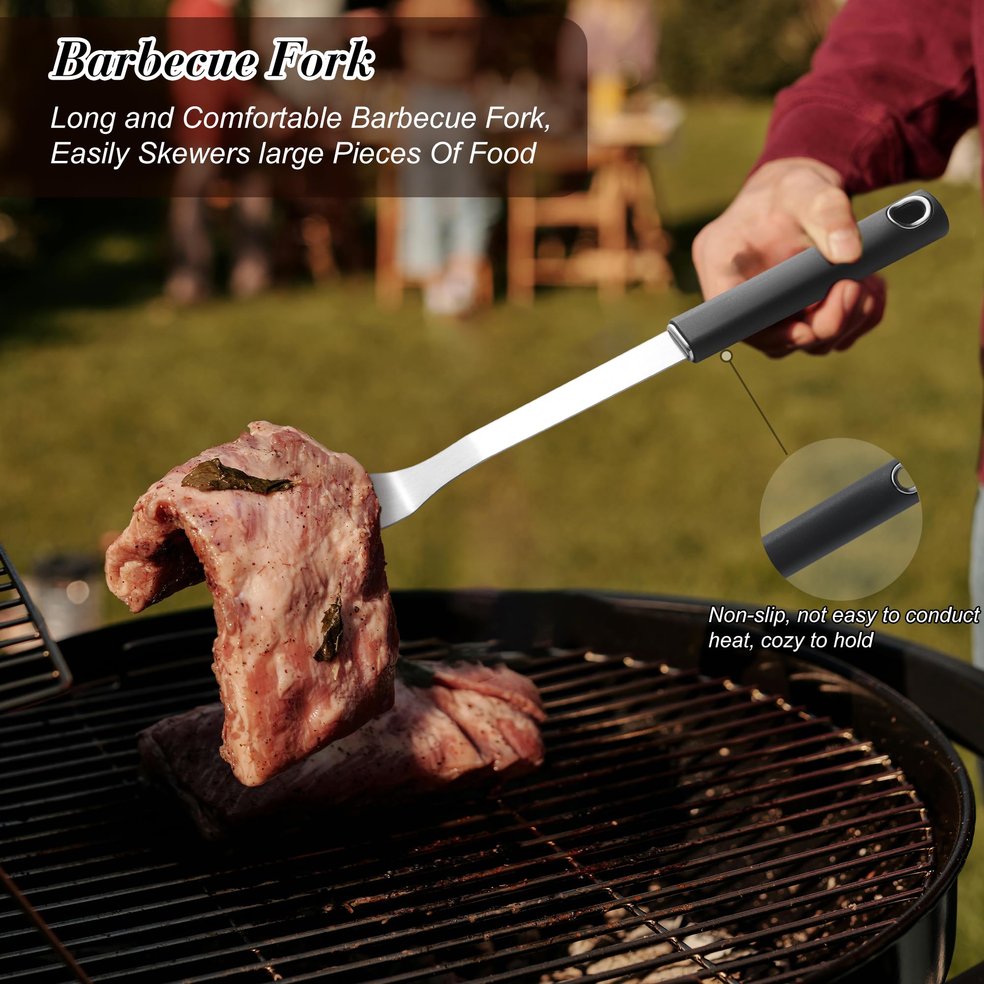 HE-SANQI three-piece grilling set shown together for versatile outdoor cooking.