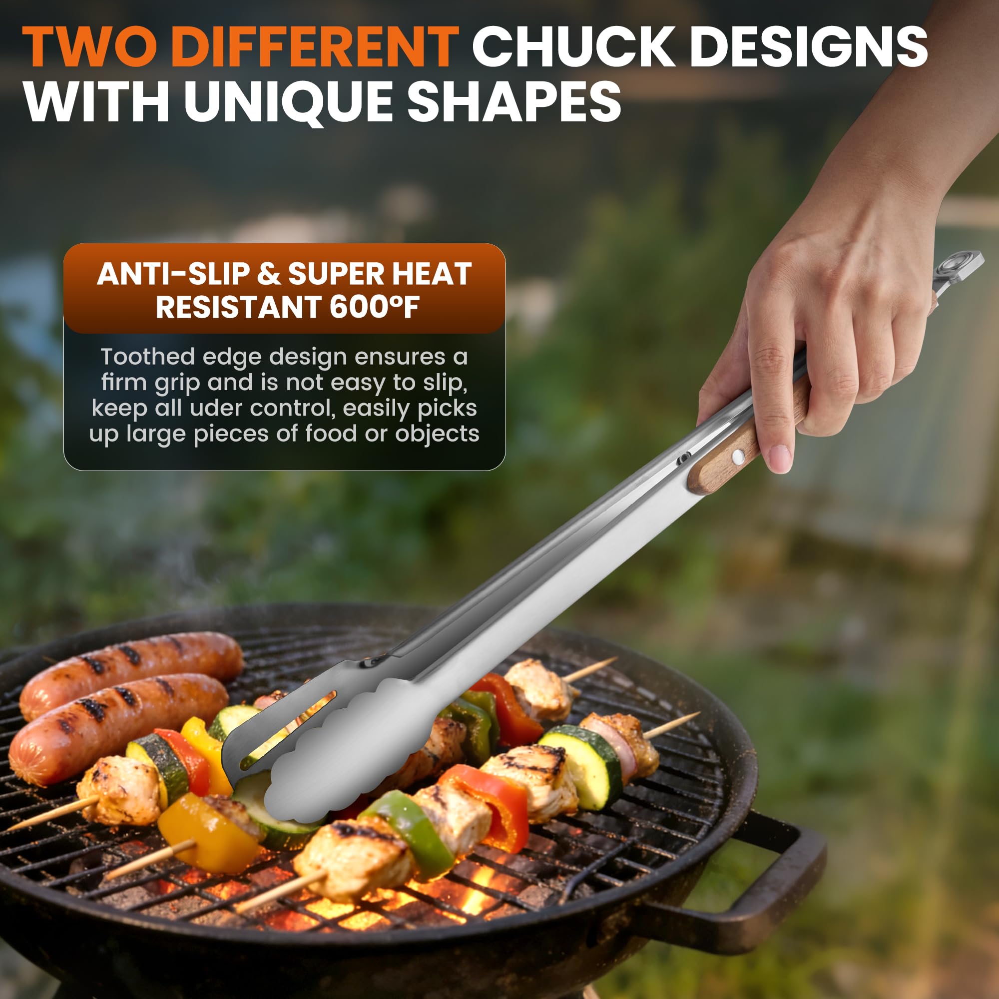 HE-SANQI slotted spatula head helps drain liquids when grabbing food.