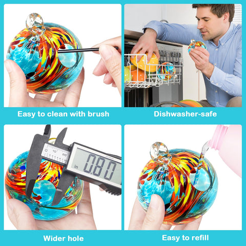 Headak Life hand-blown glass feeder close-up shows colorfast, durable details
