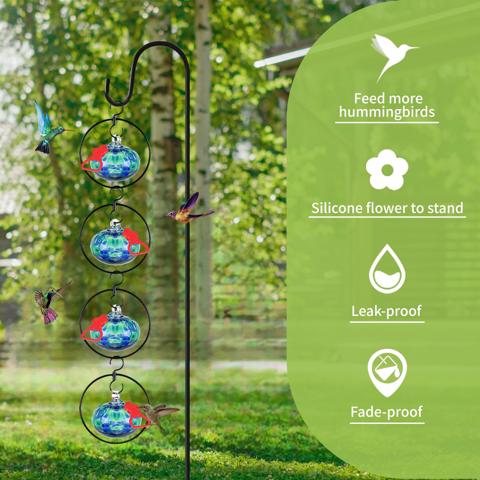 HEADAK LIFE hand-blown glass feeder showcases vivid colors for outdoor spaces