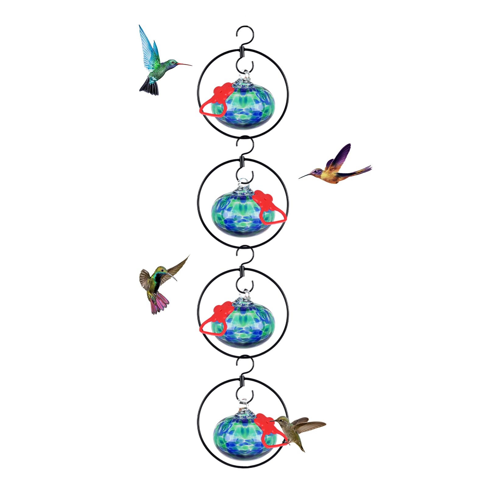 HEADAK LIFE hummingbird feeder 4-port, attracts more hummers with four feeding stations
