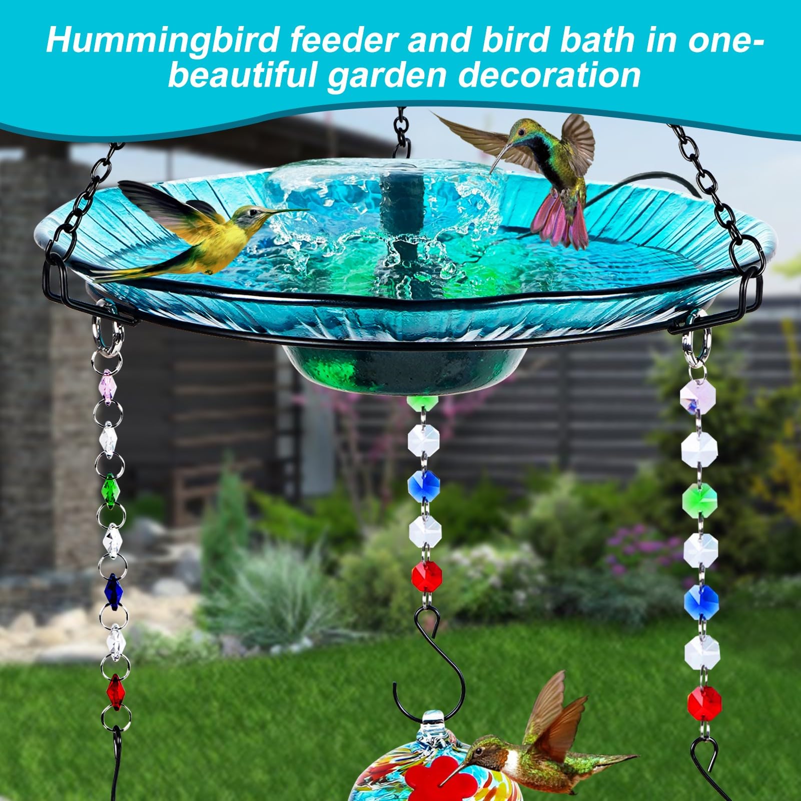 HEADAK LIFE solar bird fountain line 10ft powers outdoors for maintenance-free water display
