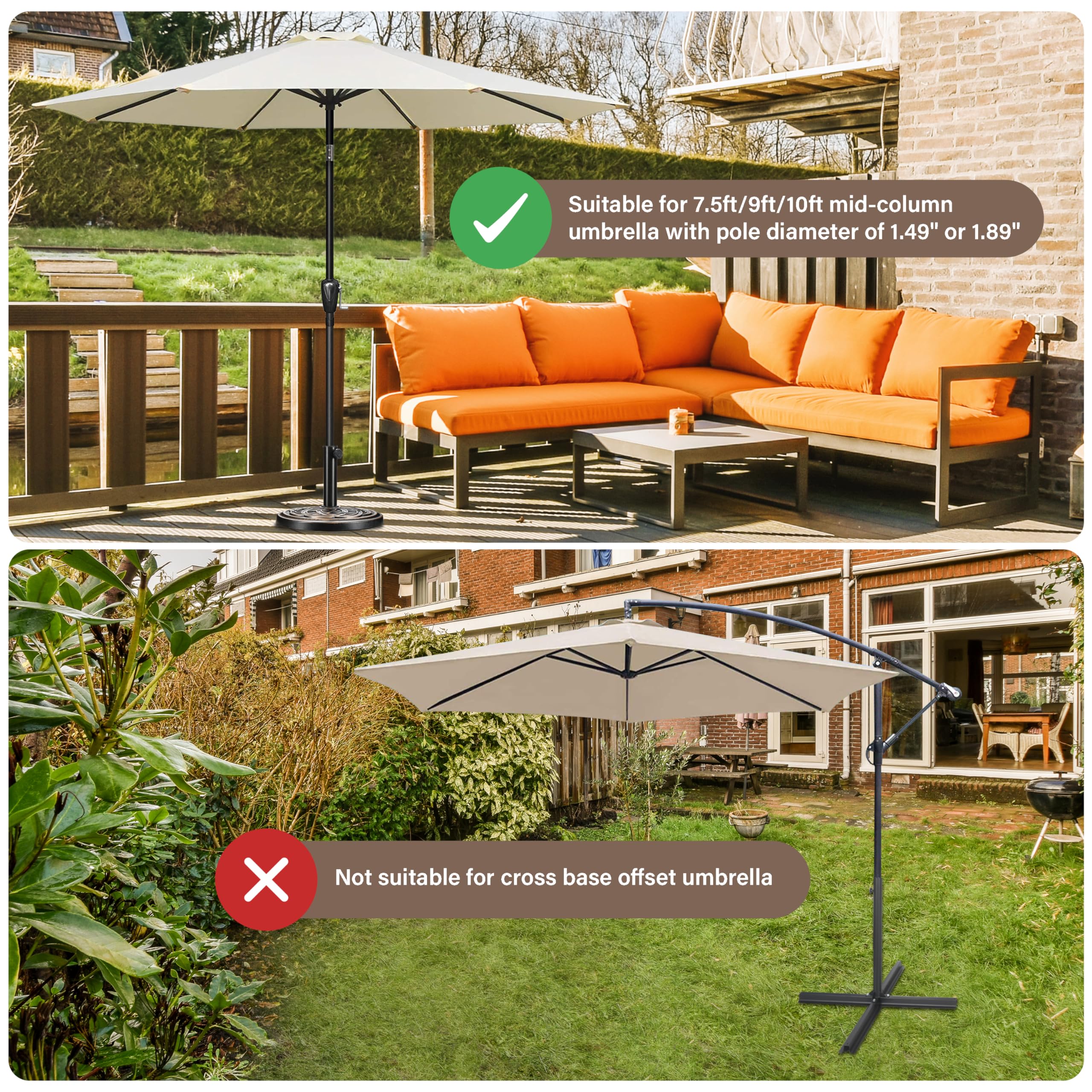 HealSmart bronze base in garden patio setting complements outdoor decor.