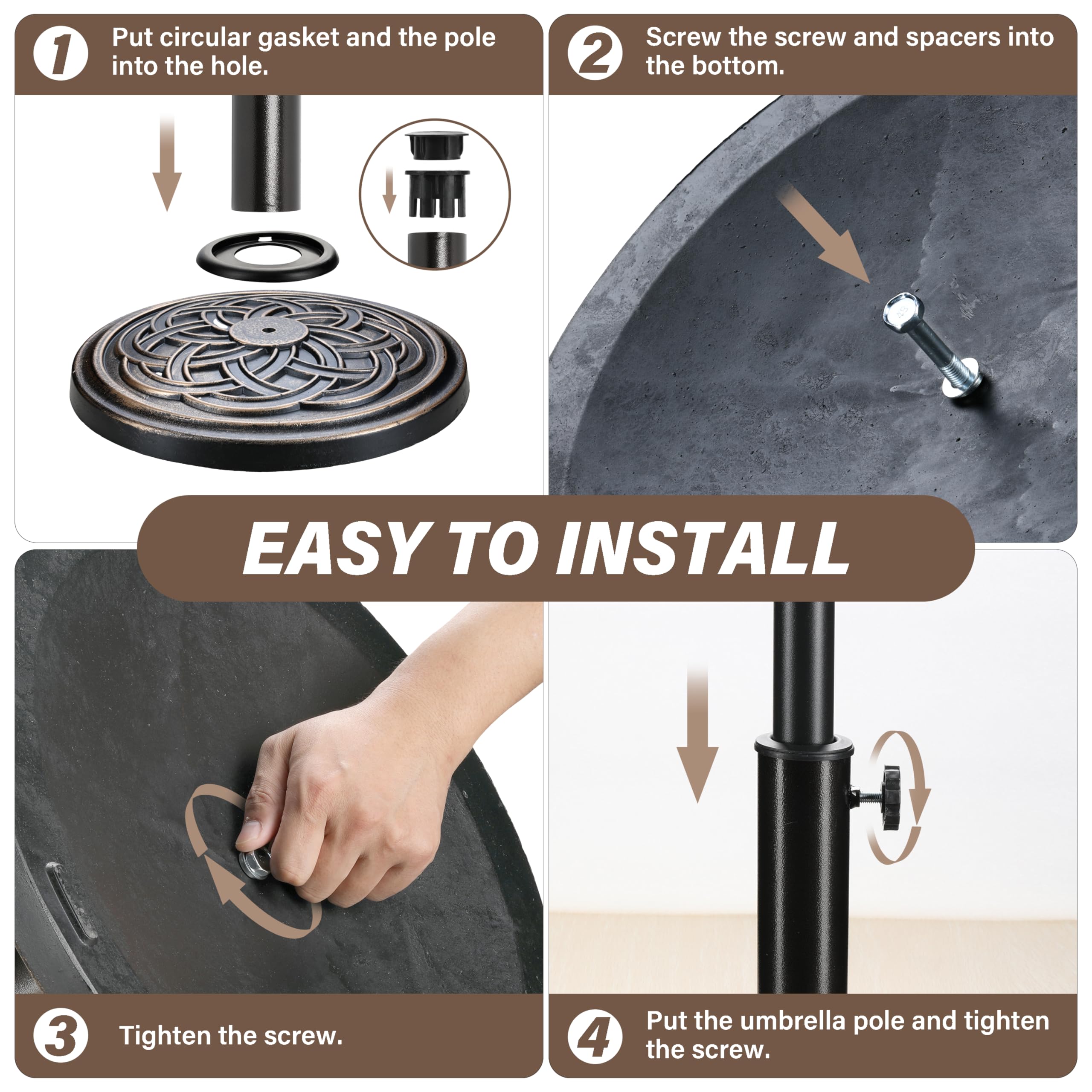 HealSmart resin material close-up highlights rust-resistant, weatherproof base.