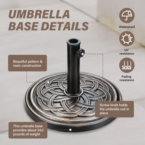 HealSmart umbrella base in use for patios and terraces.