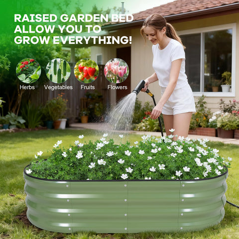 HEALSTOK oval raised bed assembly kit shown for quick setup