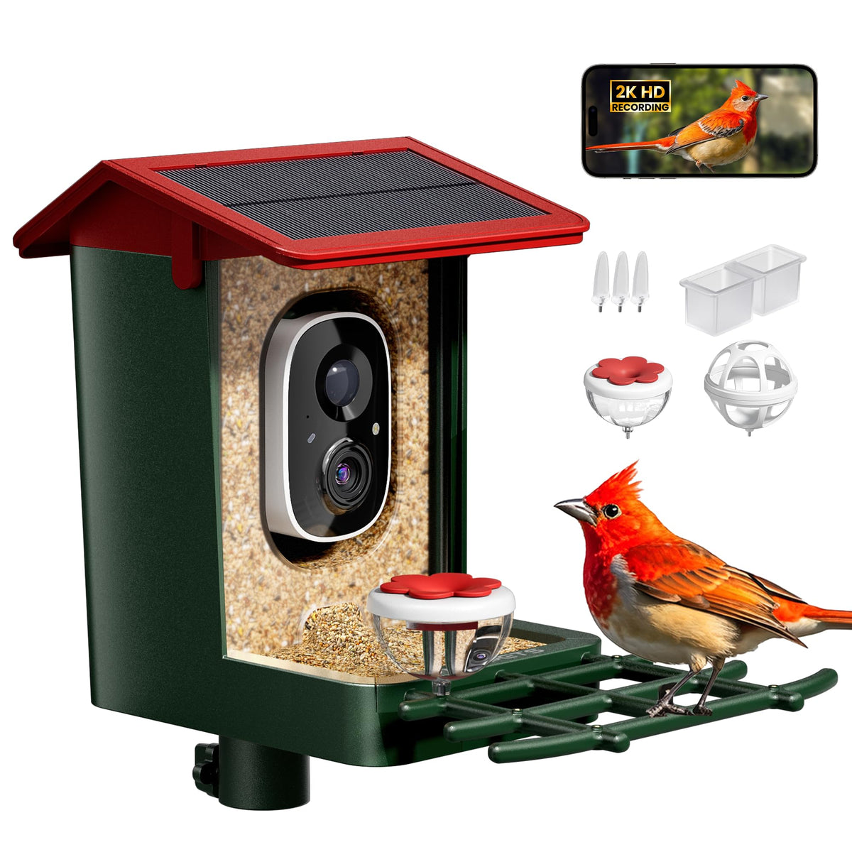 HEAPETS smart bird feeder camera capturing 2K video of visiting birds for real time viewing
