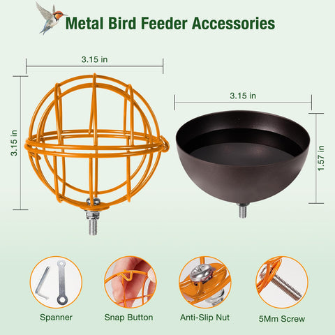 Hearthhub suet ball holder orange, close-up, sturdy stainless steel build.