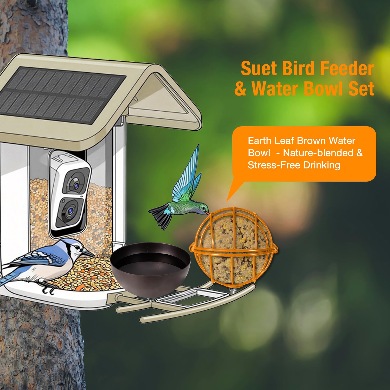 Hearthhub water bowl, brown shade, provides easy hydration for birds.