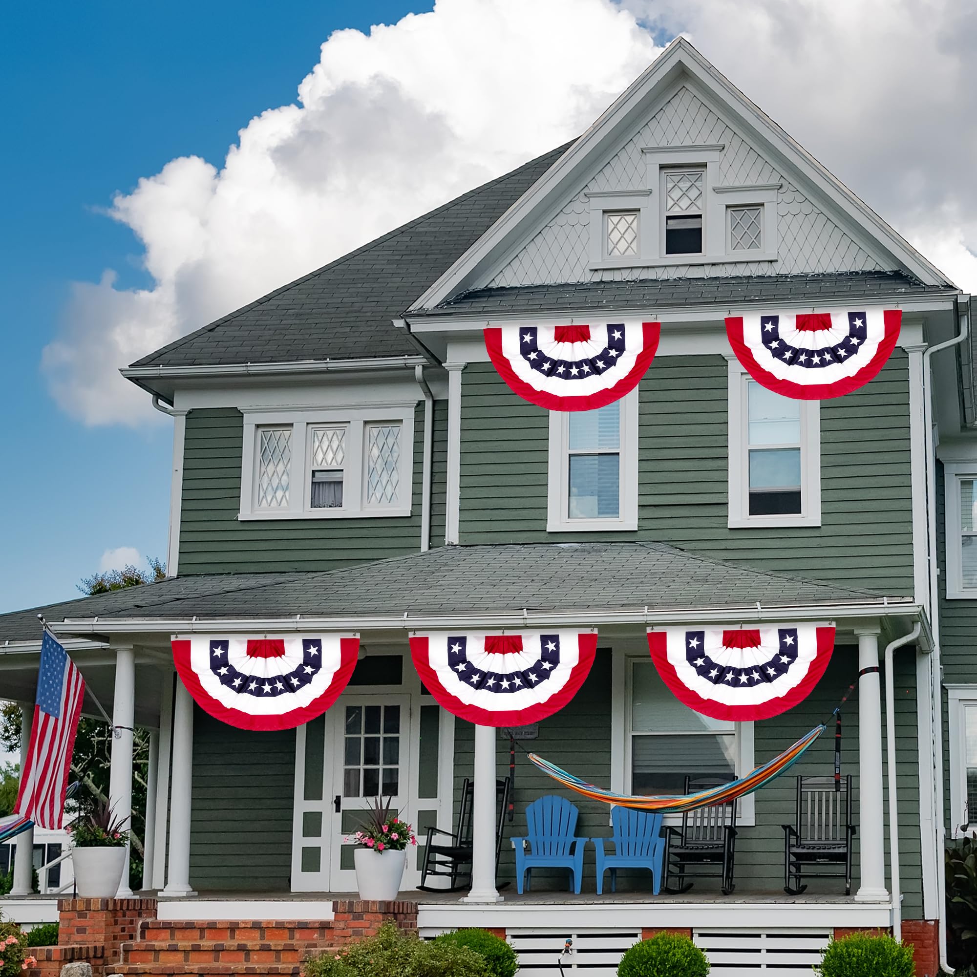Heartome outdoor patriotic bunting 2x4ft designed for easy hanging on fences or walls