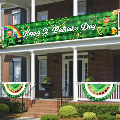 Heartome St Patrick's Day fan flag with shamrock accents for outdoor garden decor.
