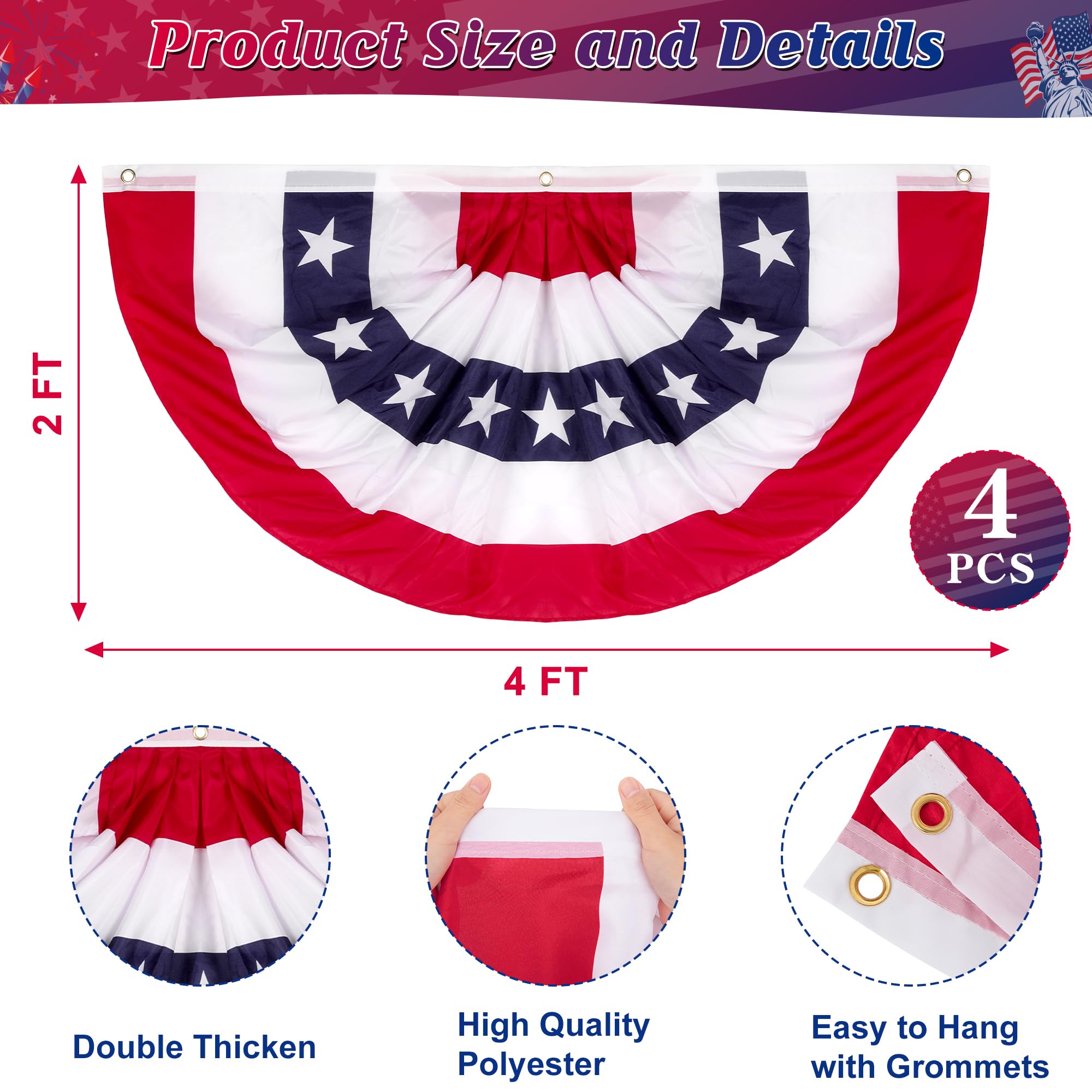 Heartome stars-and-stripes banner 2x4ft ideal for Independence Day outdoor display