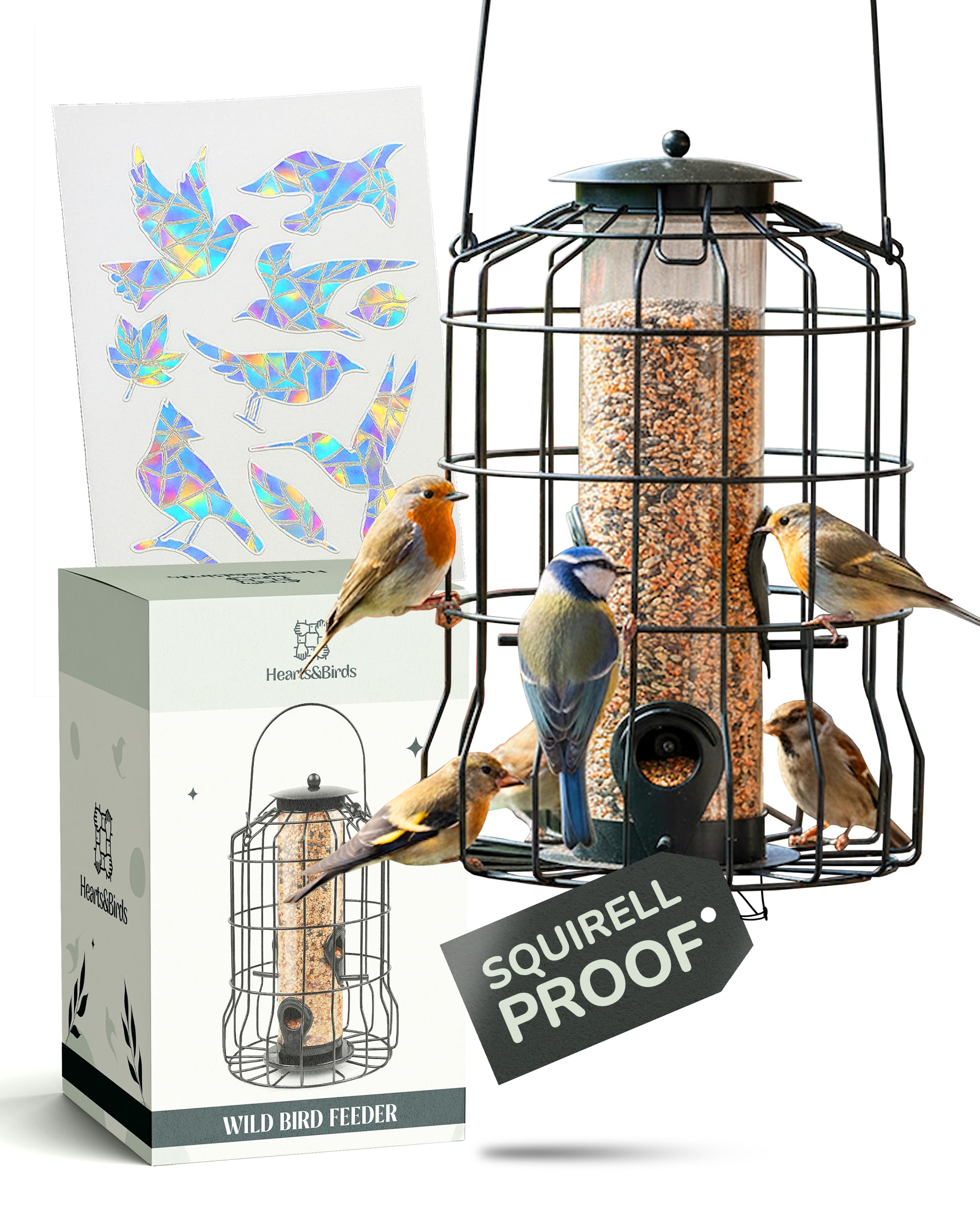 Hearts&Birds 360-degree perch feeder for peaceful, diverse bird visits.