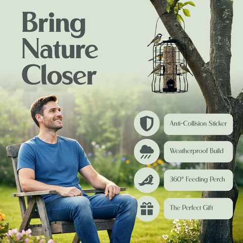 Hearts&Birds weatherproof feeder withstands rain, snow, and sun.