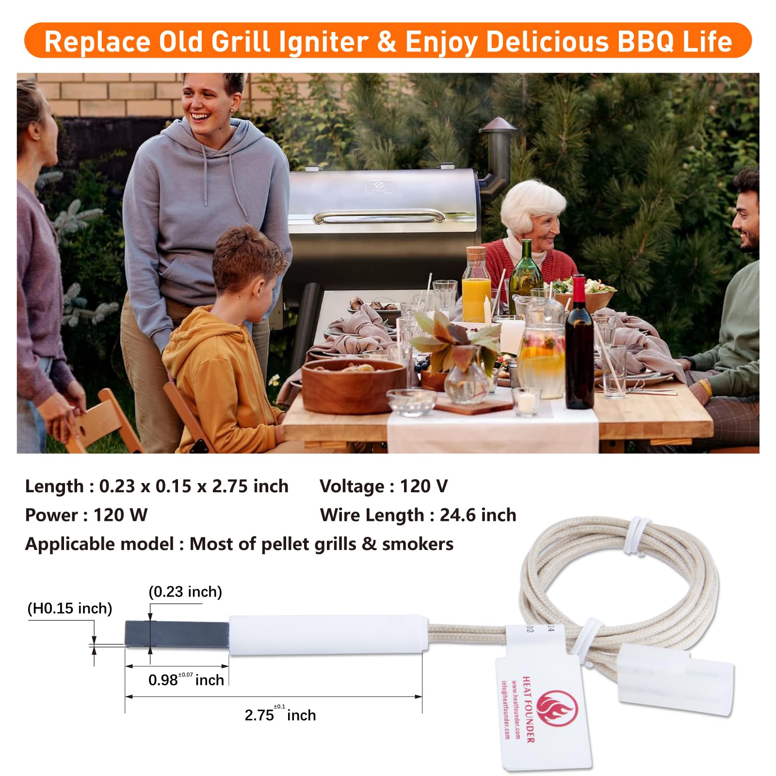 HEATFOUNDER direct-install igniter rod ready for replacement