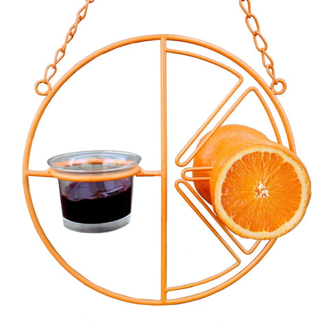 Heath CF-133 Clementine Oriole Feeder with orange-half design attracts orioles.