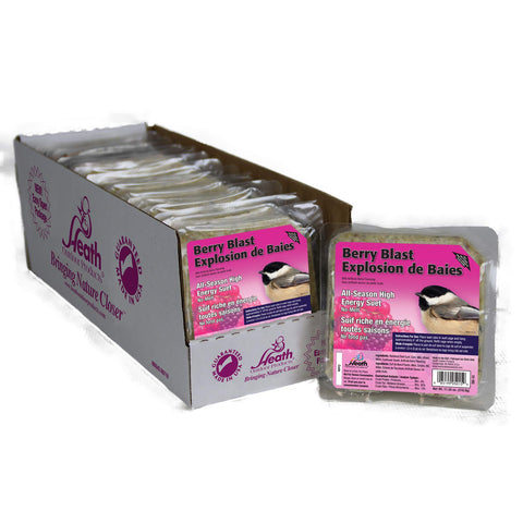 Heath DD-15 Berry Blast suet cake 12-pack back view showing packaging and freshness