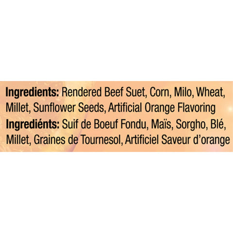 Heath DD14-10 Orange Burst suet cake on a feeder invites birds.