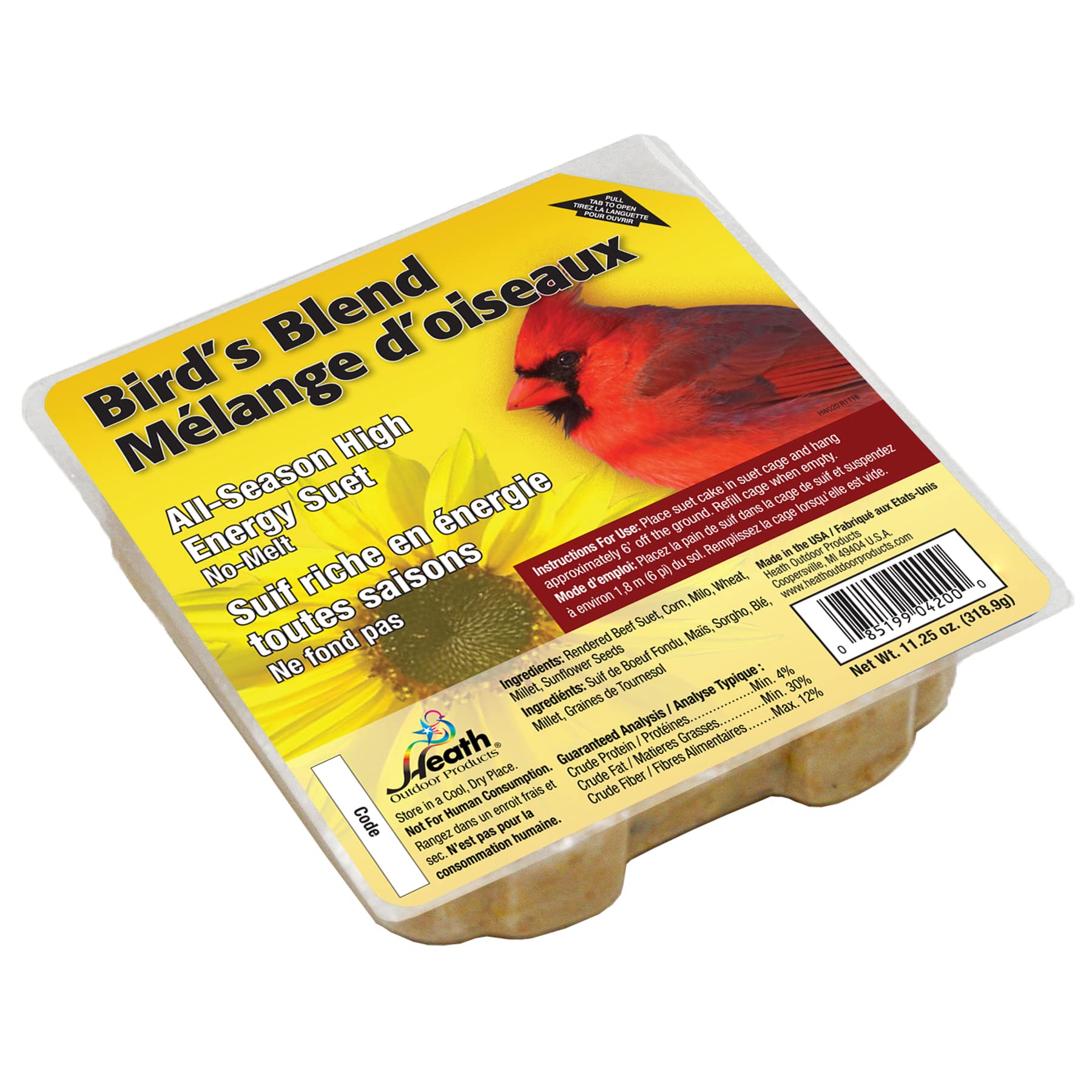Heath Outdoor DD412-10 suet cake packaging shown for a 10-pack case