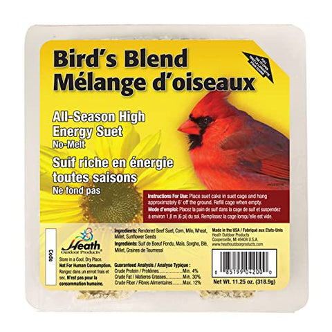Heath DD412-10 suet cake served from a feeder attracts songbirds