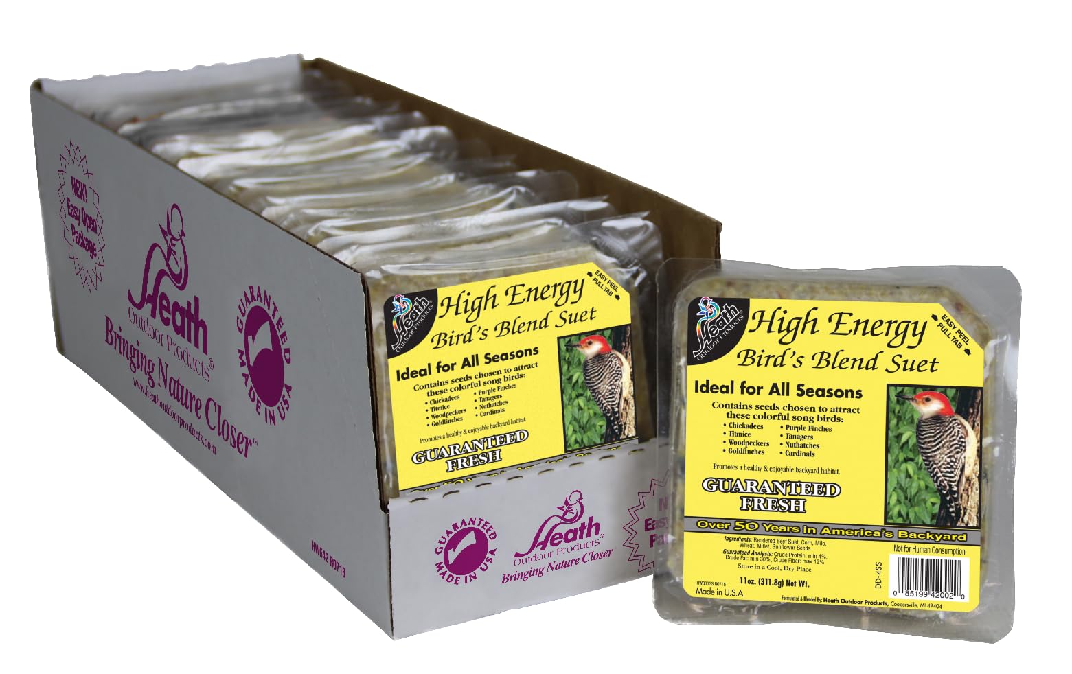 No-melt formula supports year-round feeding with Heath suet.