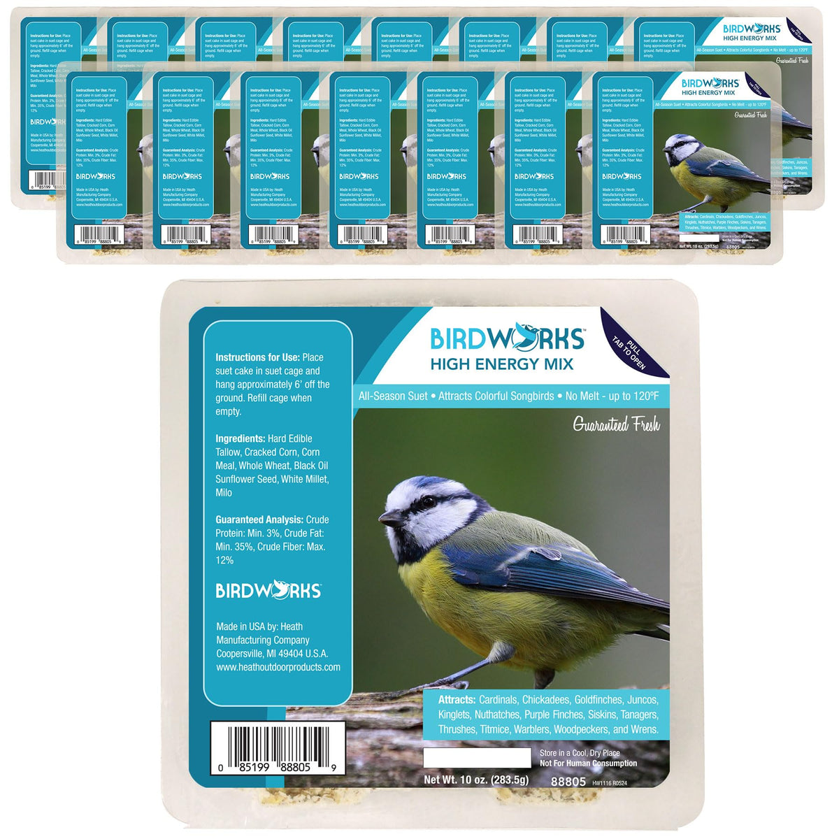He with Outdoor high energy suet cakes 16-pack packaging for year-round feeding