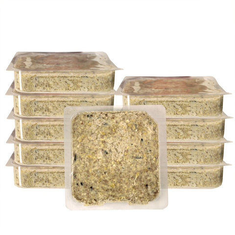 Case of 10 Heath DD24-10 suet cakes in a feeder ready to use