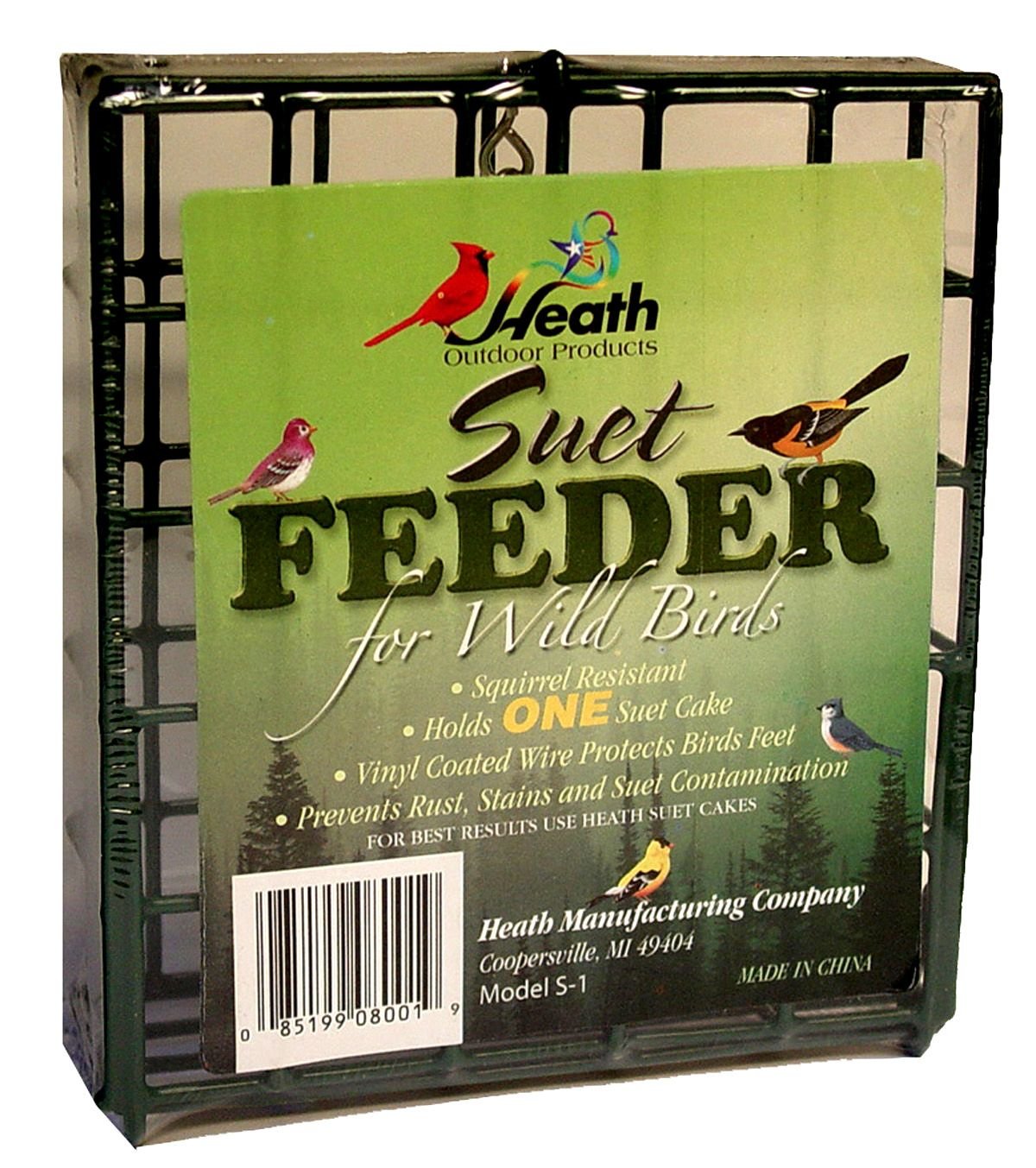 Heath Outdoor Products S-1-8 suet feeder, green, easy-fill front panel