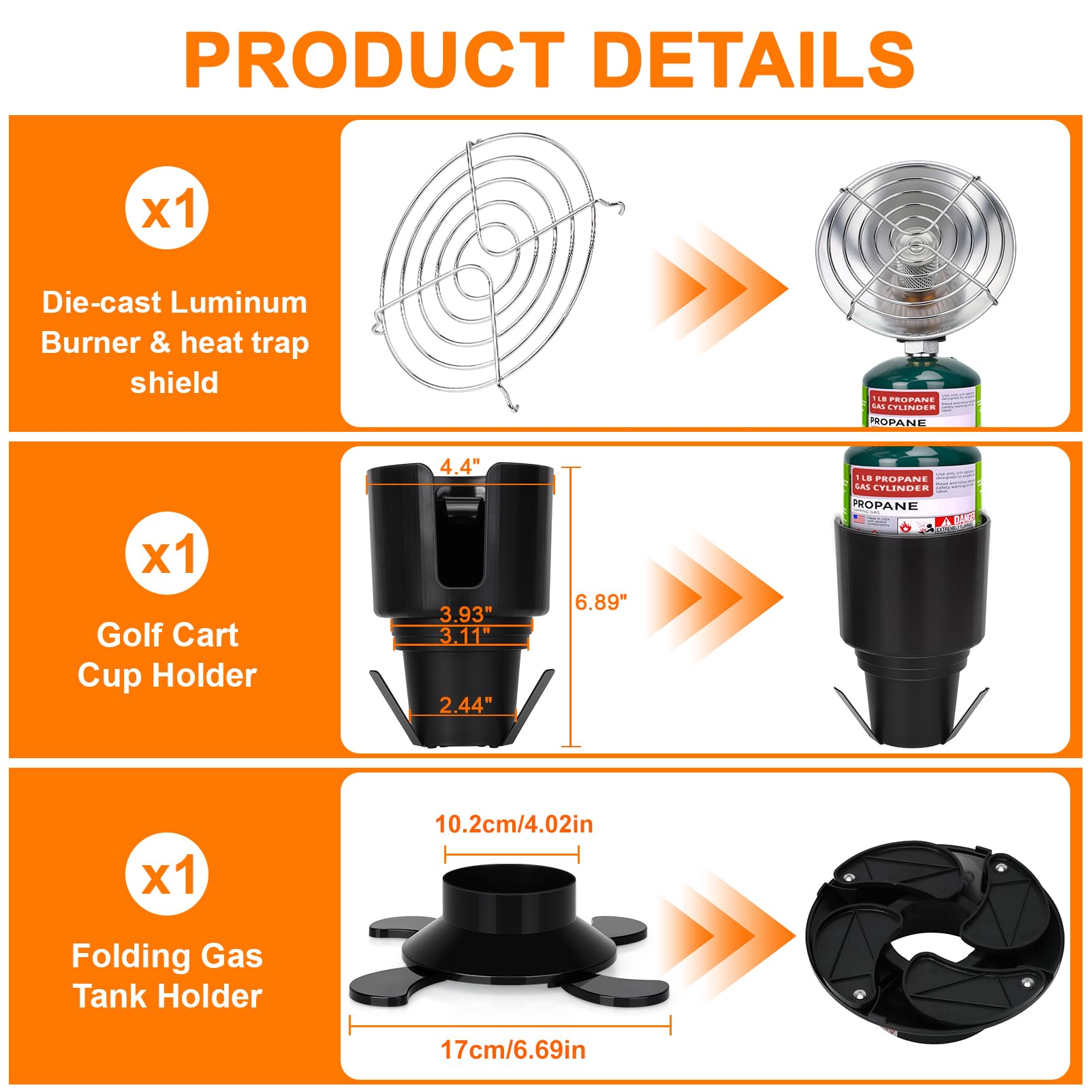 HEATHIVE Cordless propane heater runs on standard cylinders for true portability.