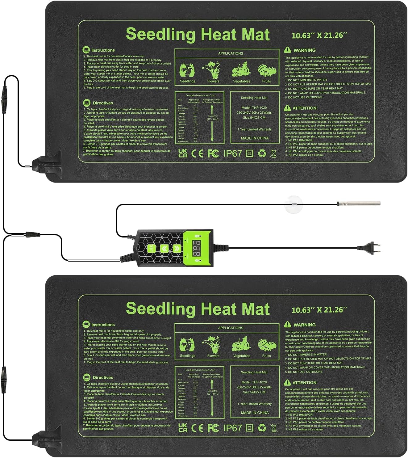 HEATIDEAS seedling heat mat with thermostat maintains optimal germination temperature.
