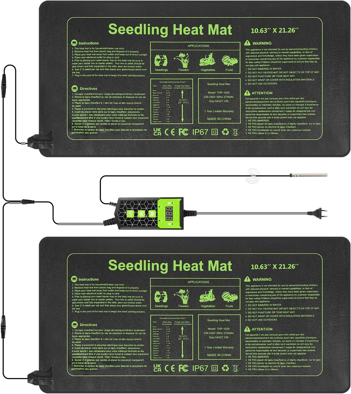 HEATIDEAS seedling heat mat with thermostat maintains optimal germination temperature.